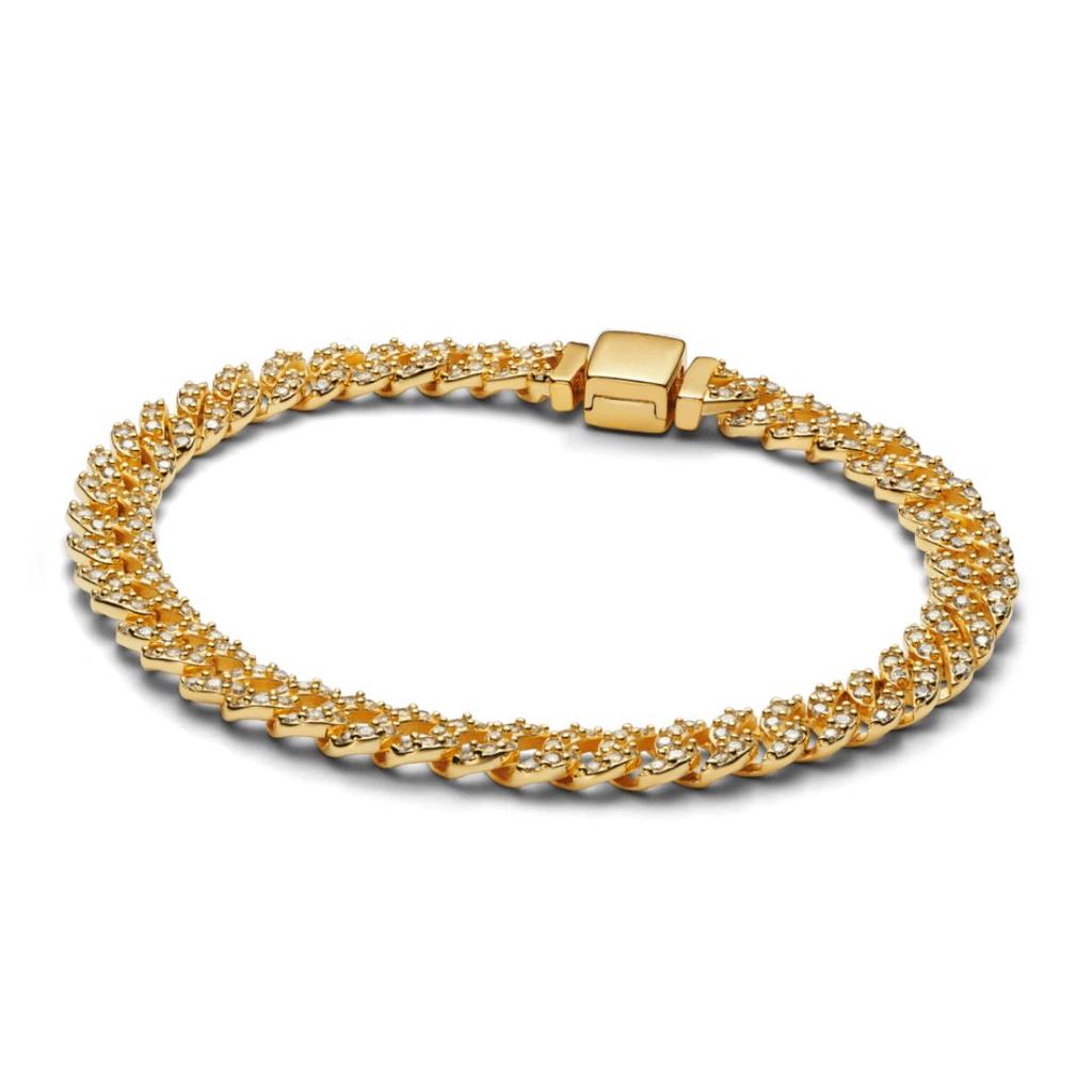 Wide Gold Curb Chain Bracelet