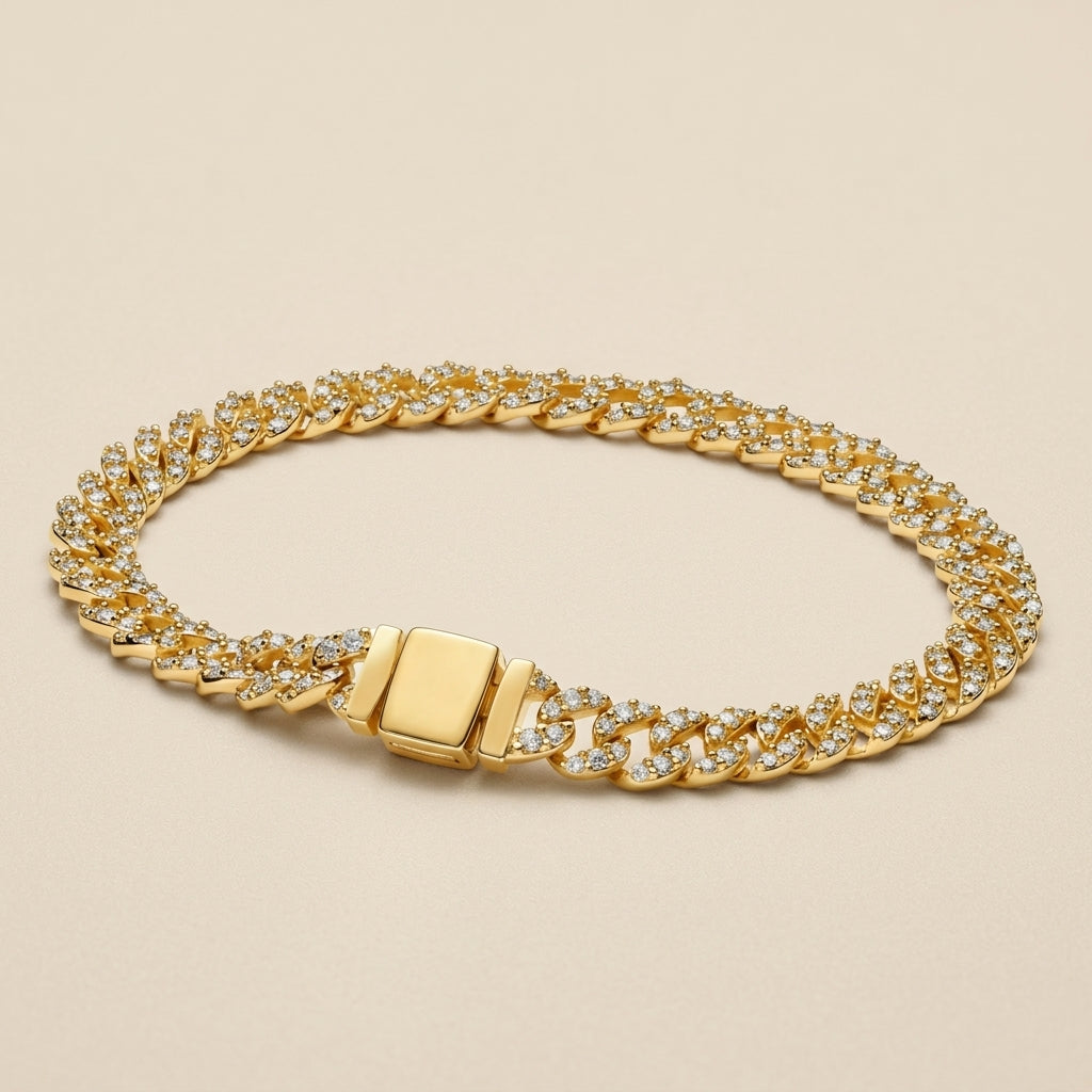 Wide Gold Curb Chain Bracelet