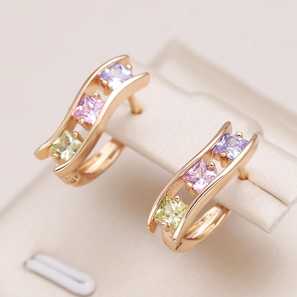 Colourful Earrings in Gold with Zirconia