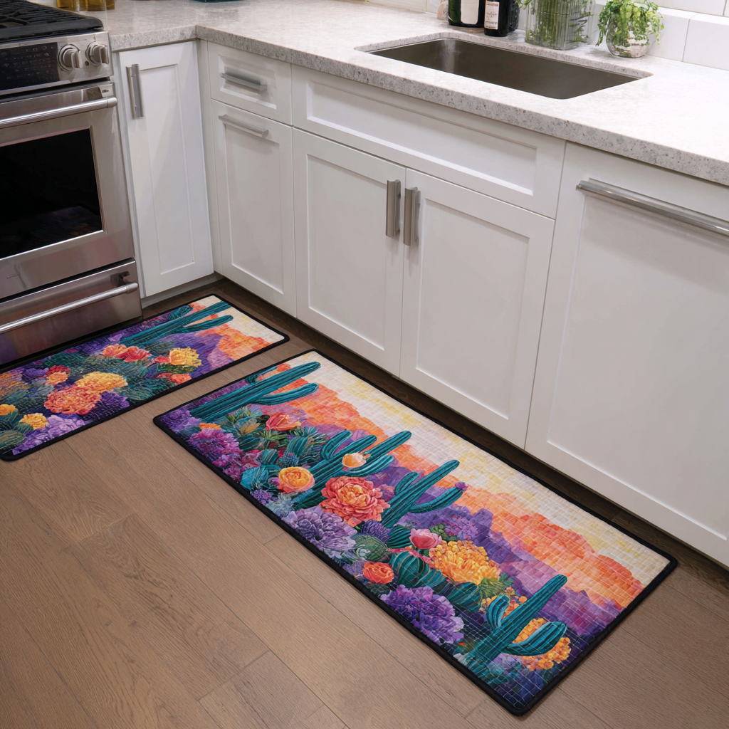 Non-Slip Kitchen Rug – Cactus Garden