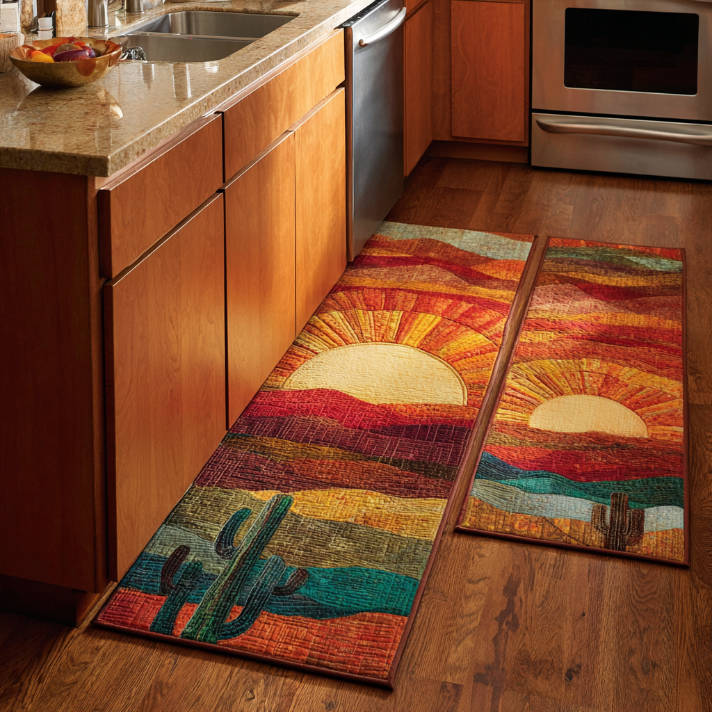 Non-Slip Kitchen Rug – Desert Cactus