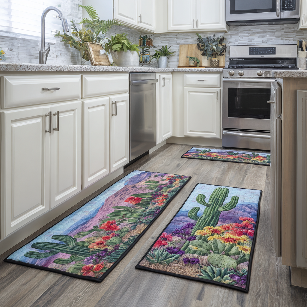 Non-Slip Kitchen Rug – Kitchen Runner Cactus and Desert Landscape