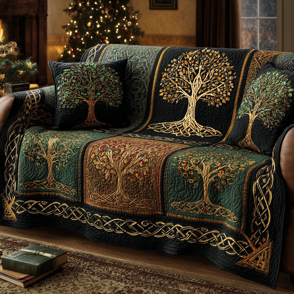 Quilted Sofa Cover with Heavenly Pattern
