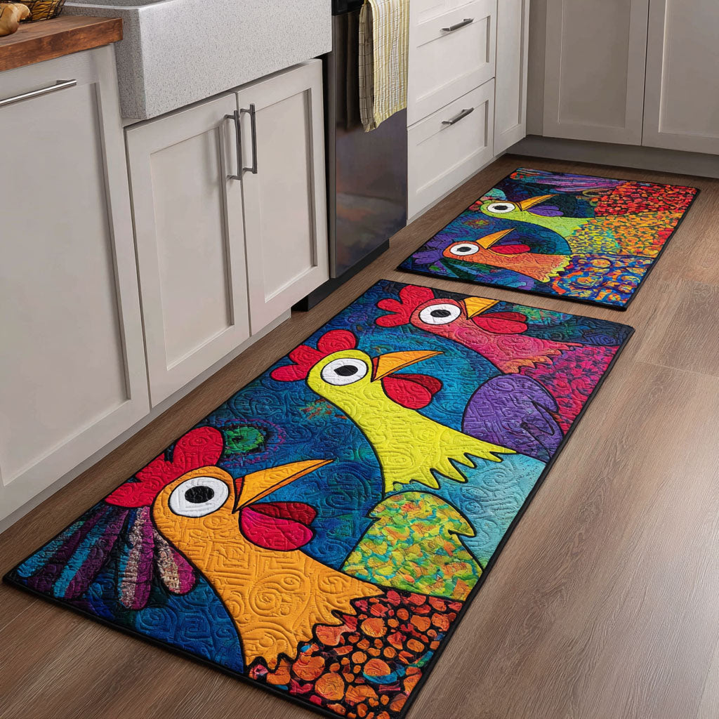 Non-Slip Kitchen Rug with Decorative Chickens