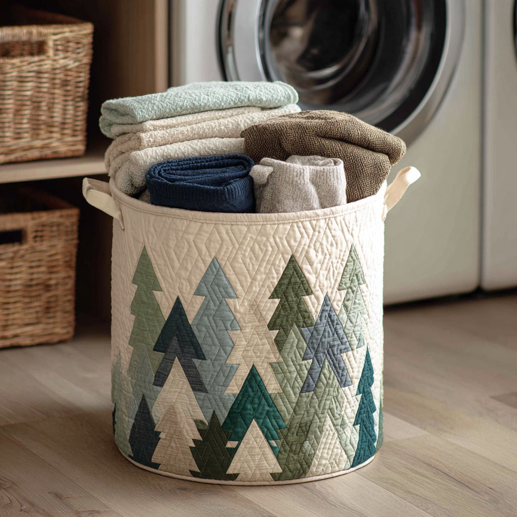 Quilted Laundry Basket with Christmas Pattern