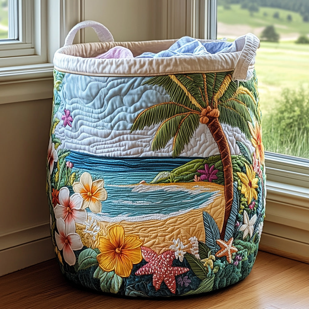 Quilted Laundry Basket with Maritime Design