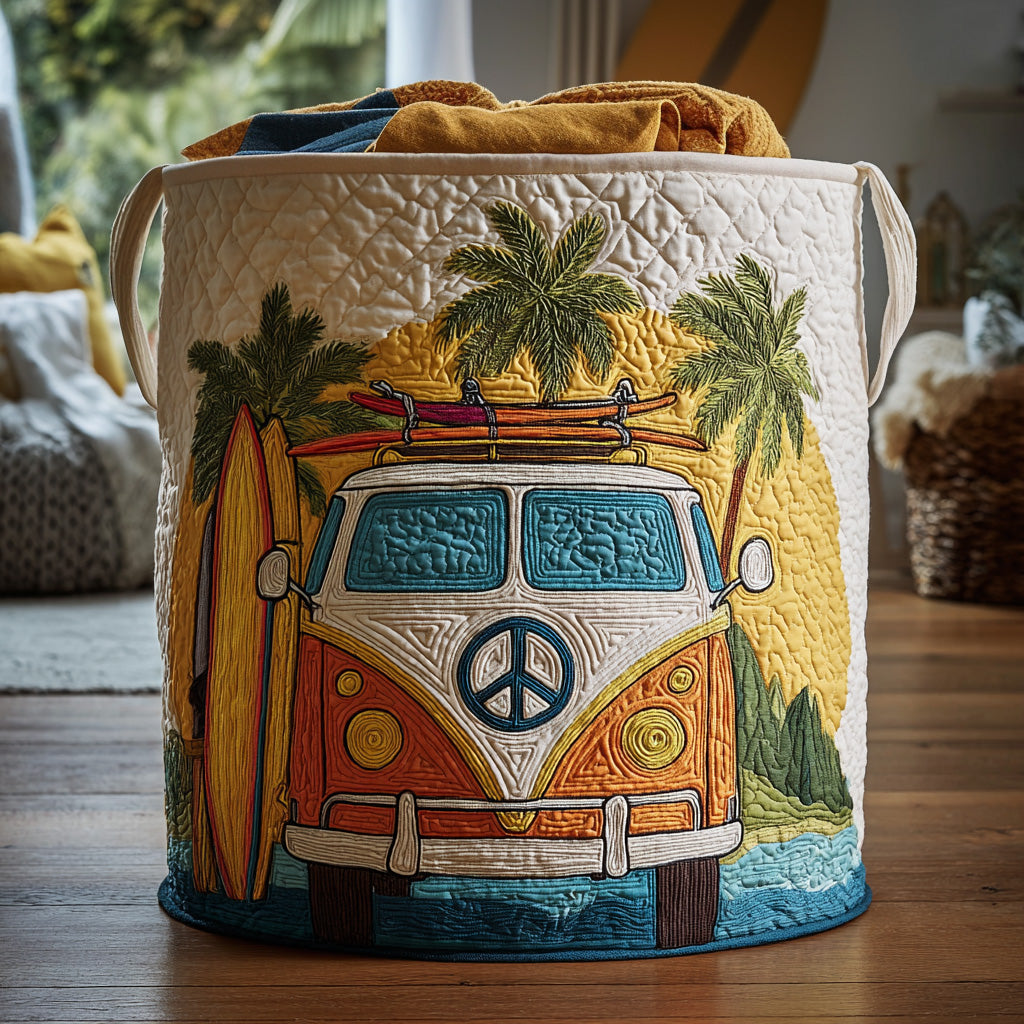 Quilted Laundry Basket in Colourful Hippie Style