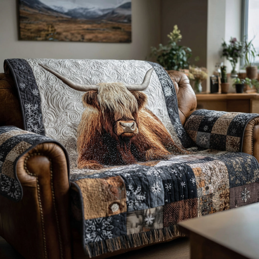 Quilted Sofa Cover – with Highland Cow