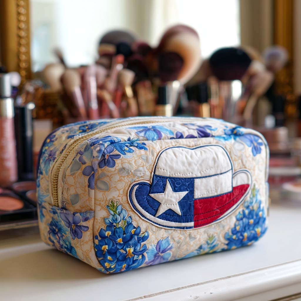 Quilted Makeup Bag in the Shape of a Cowboy Hat