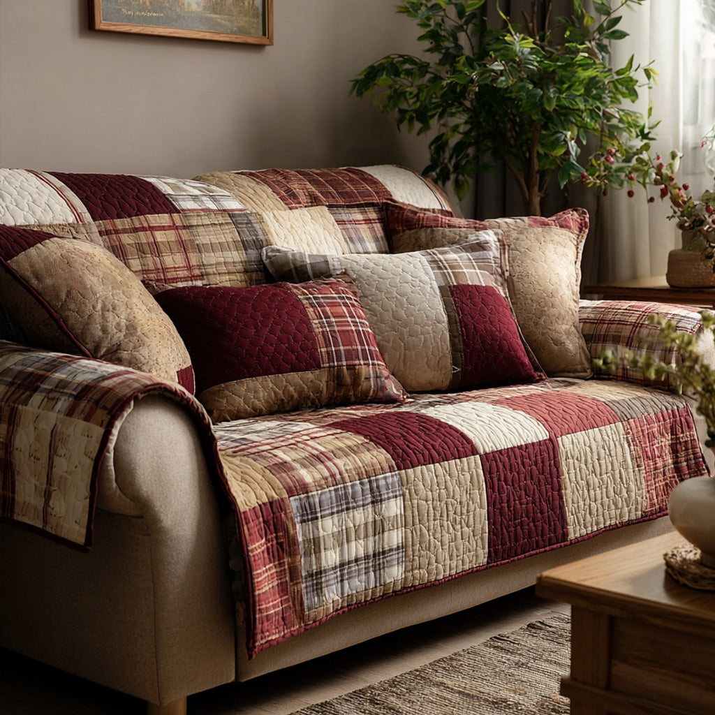 Quilted Sofa Cover – Rustic Patchwork Quilted Sofa Cover