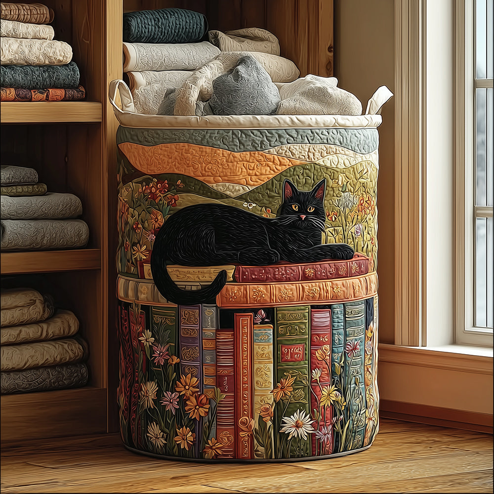 Quilted Laundry Basket with Cats