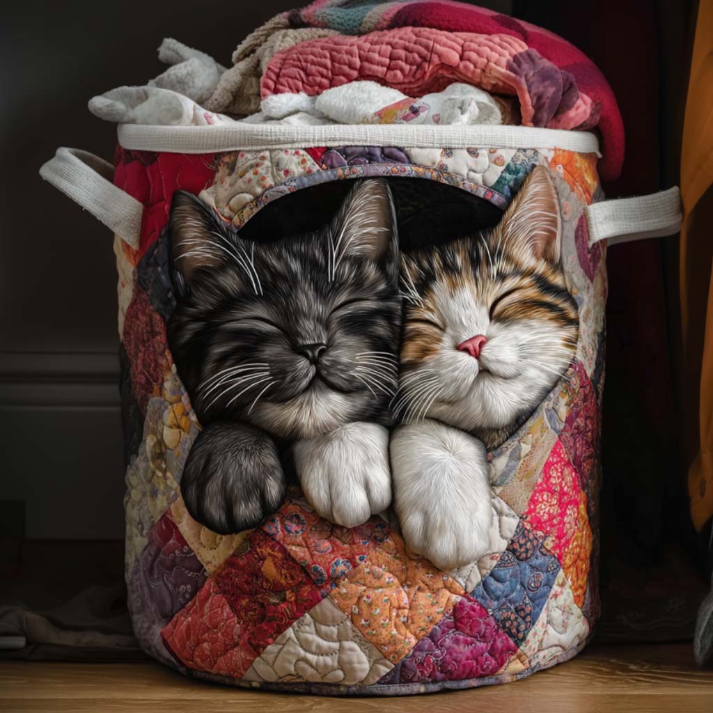Quilted Laundry Basket with Loving Couple