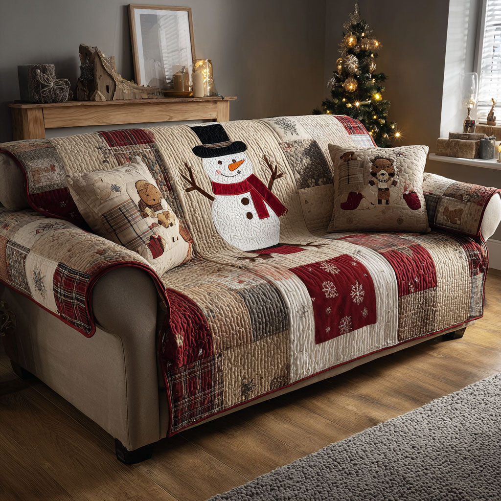 Quilted Sofa Cover with Winter Frost