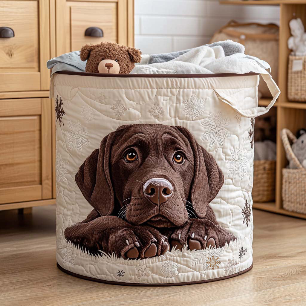 Quilted Laundry Basket with Dog Design