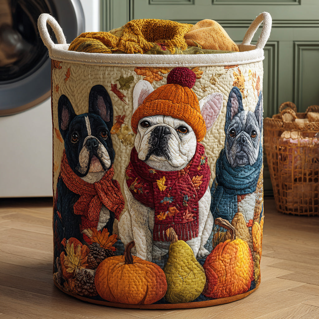 Quilted Laundry Basket with Bulldog