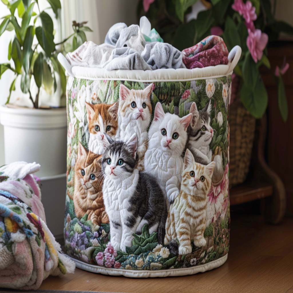 Quilted Laundry Basket with Decorative Prints