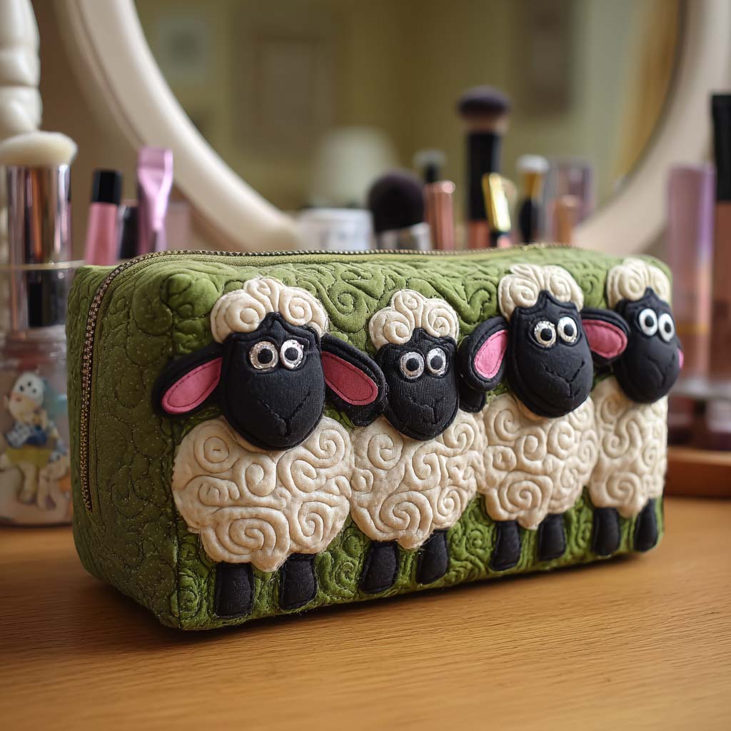 Quilted Makeup Bag with Soft Flock