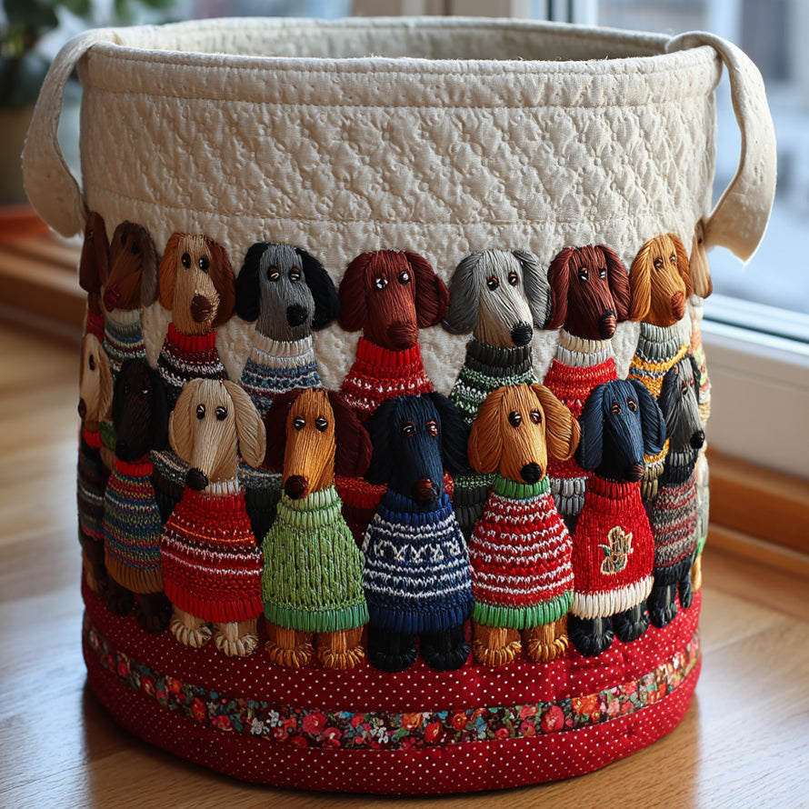 Quilted Laundry Basket with Dachshund