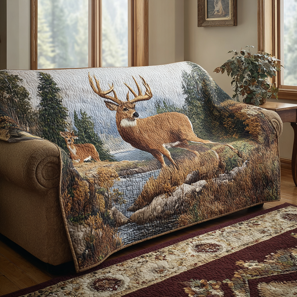 Quilted Sofa Cover – with Deer
