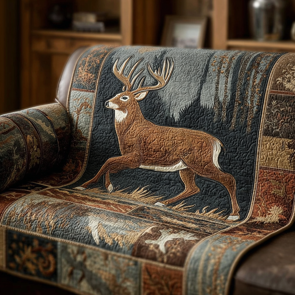 Quilted Sofa Cover – with Deer