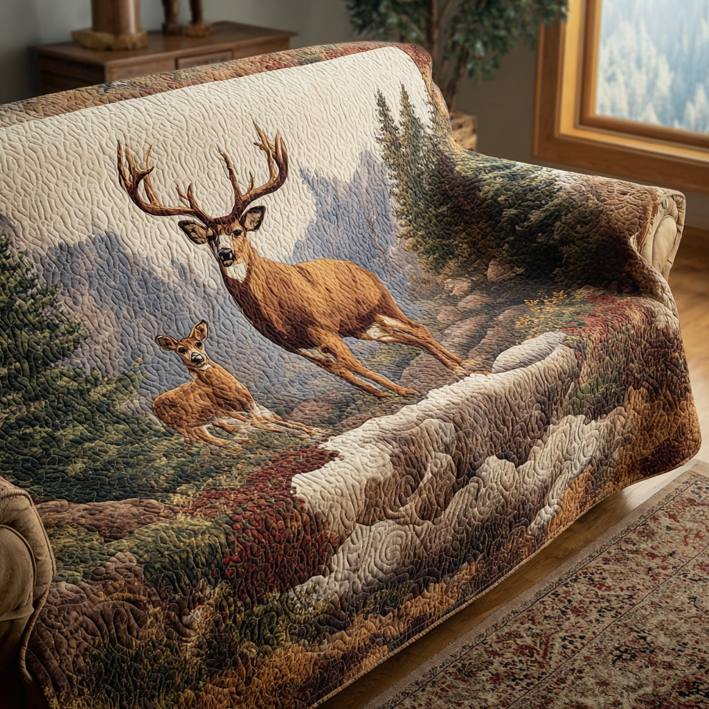 Quilted Sofa Cover – with Deer