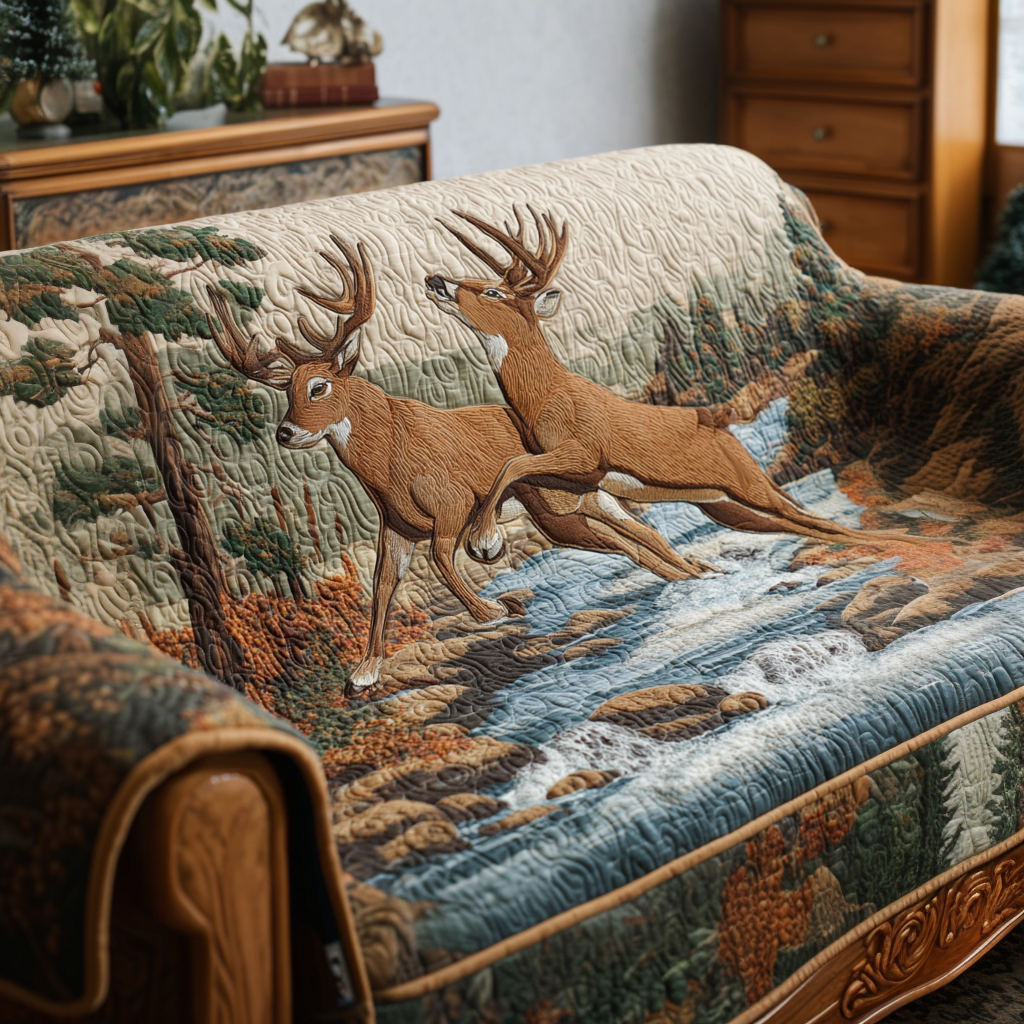 Quilted Sofa Cover – with Deer
