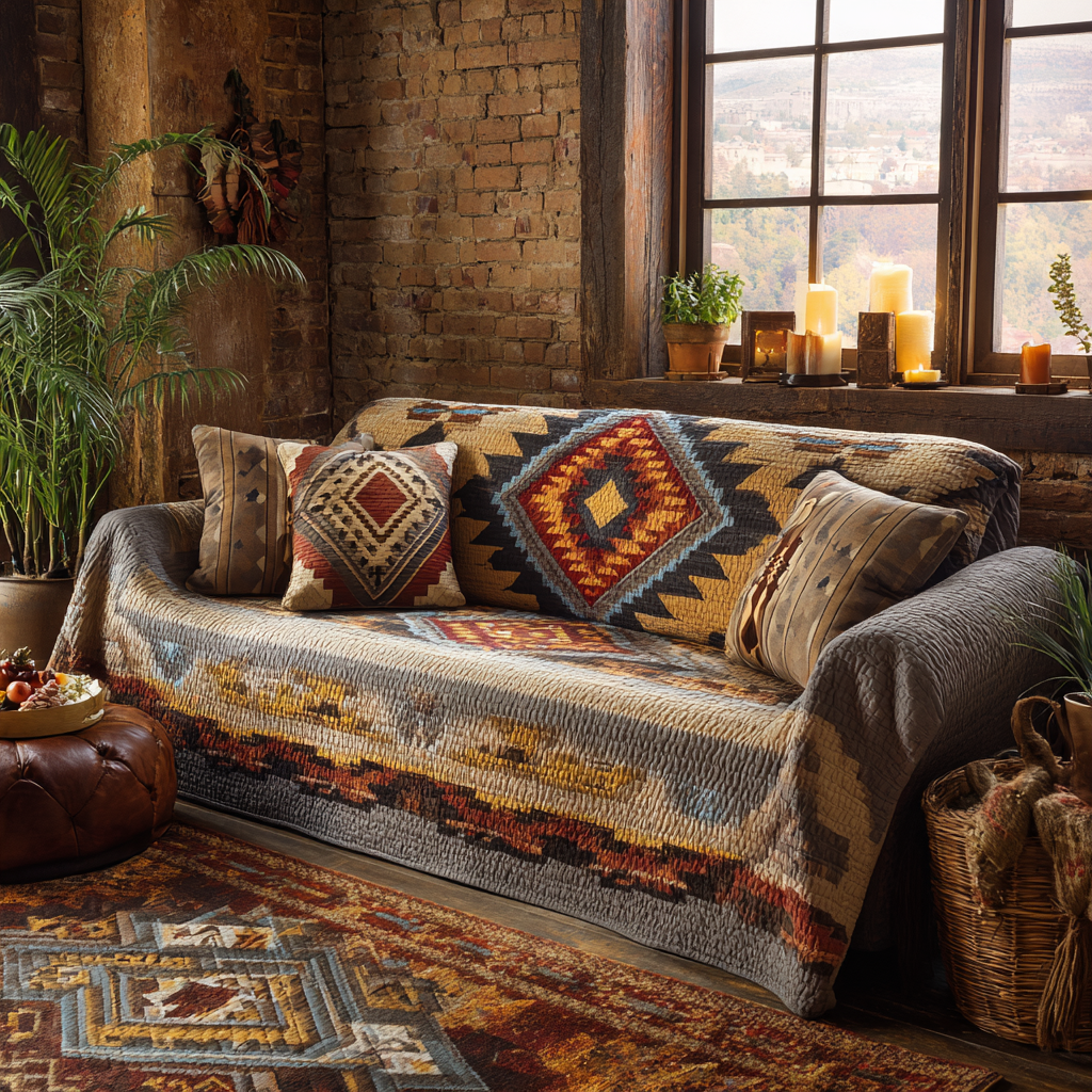 Quilted Sofa Cover – with Desert Landscape