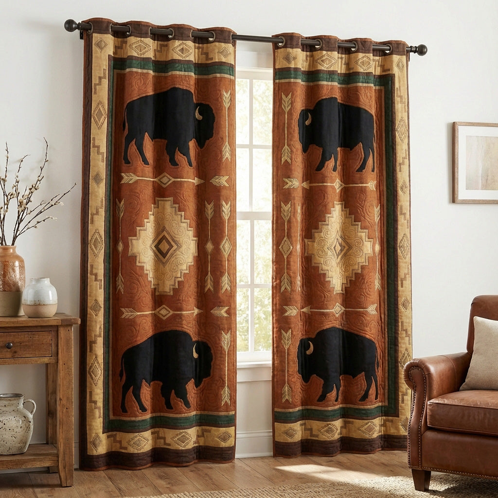 Quilted Curtains – Buffalo Down-to-Earth