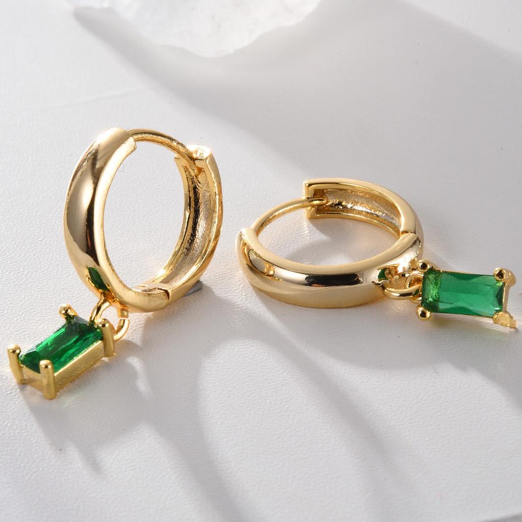 Louisa Earrings with Emerald Green Stone