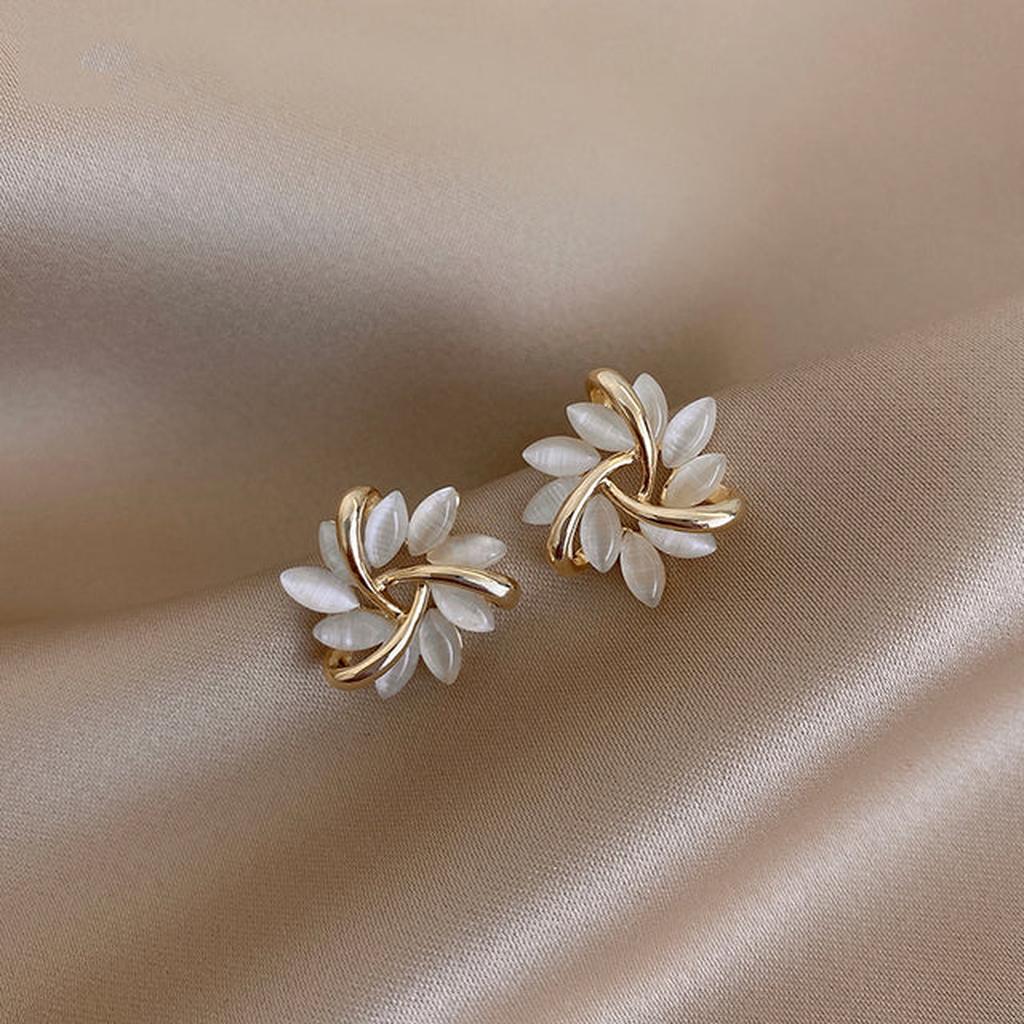 Earrings with Opal Blossoms in Gold