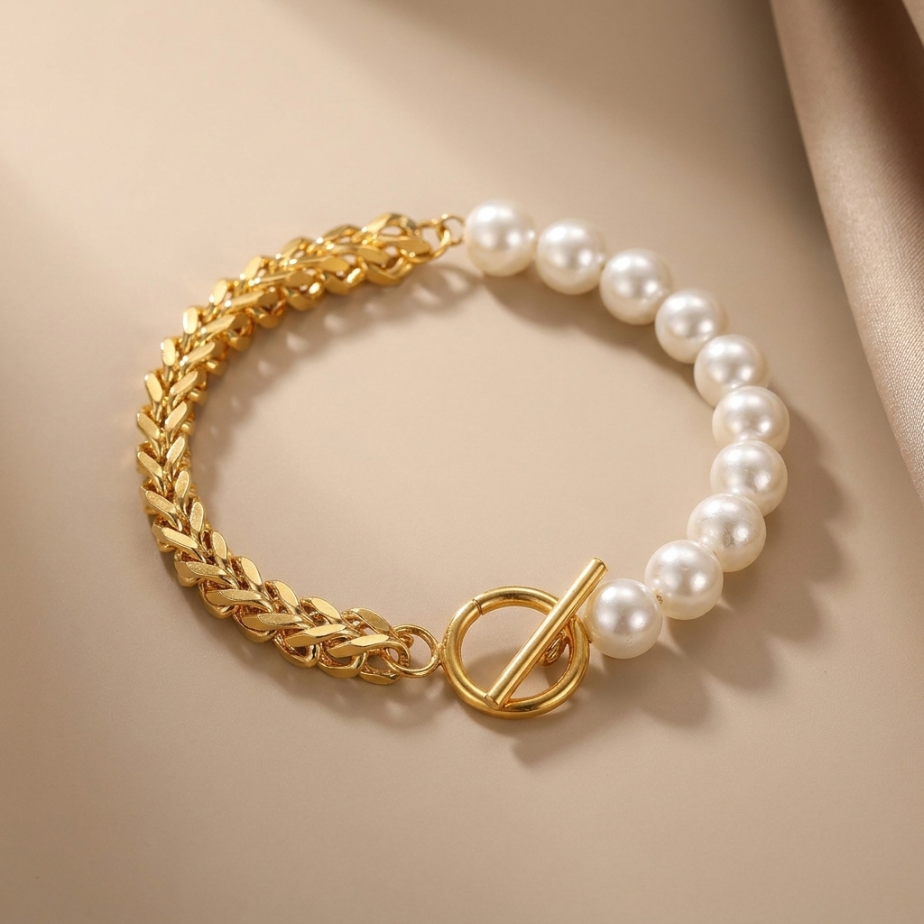 Elegant Bracelet with Daisies in Gold