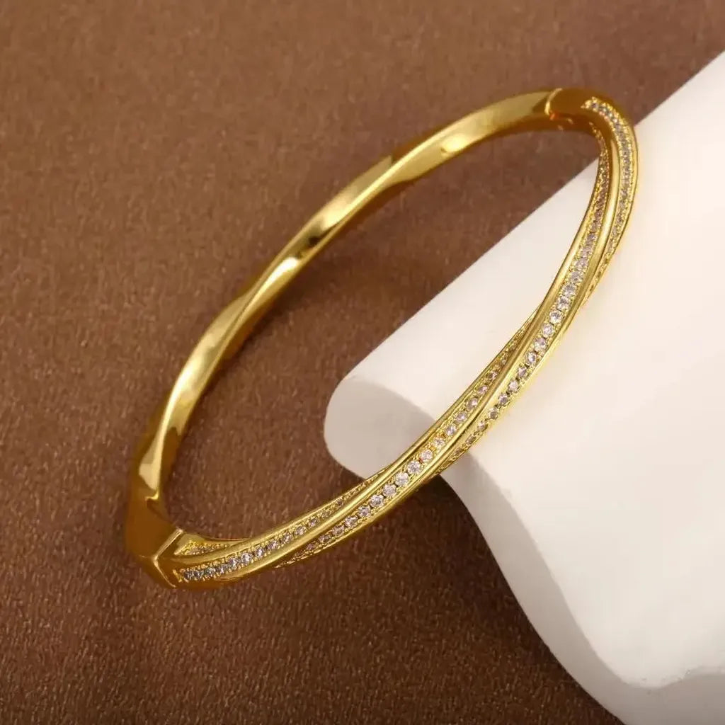 Double-Row Crystal Bracelet in Gold