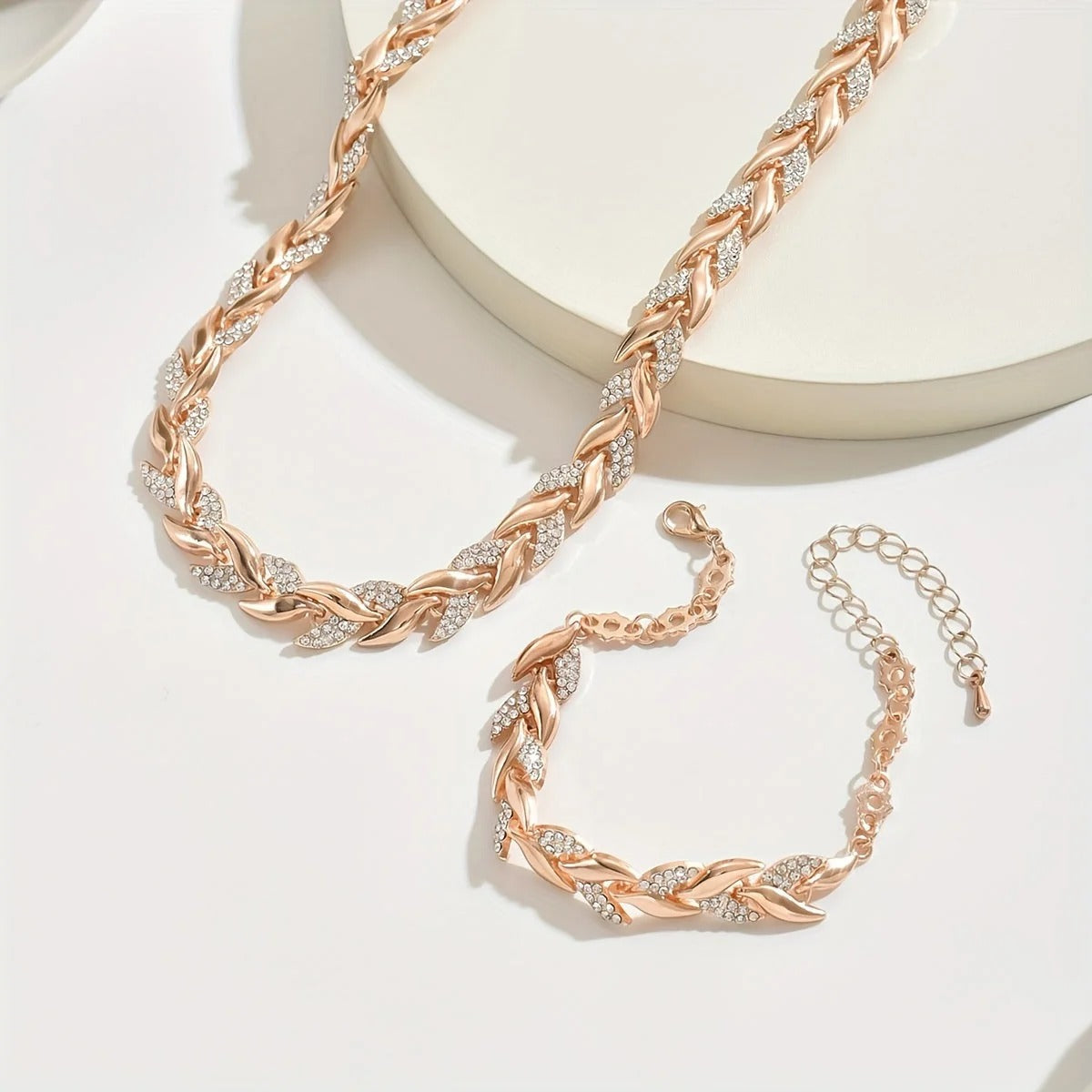 Elegant Braided Chain Set with Stones