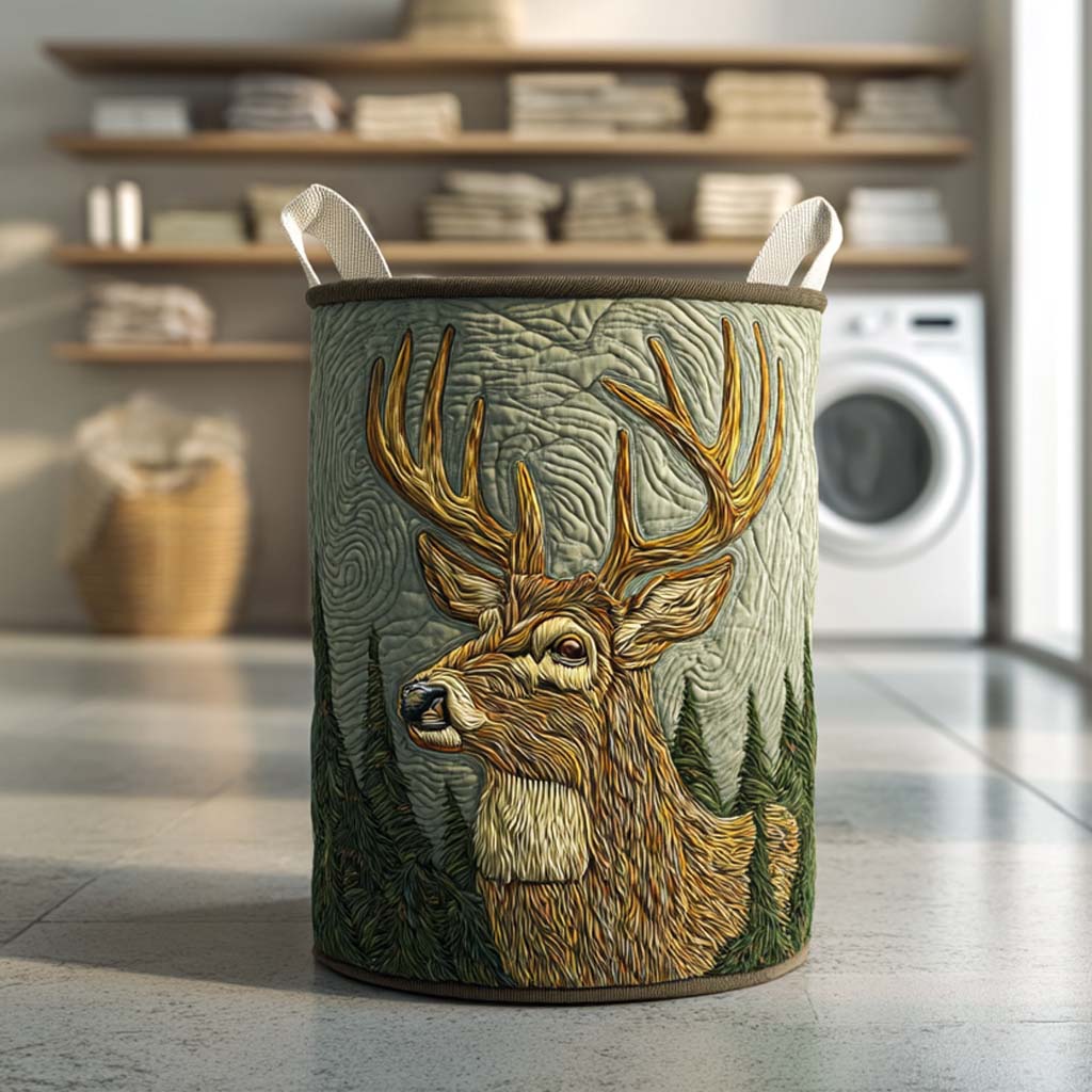 Quilted Laundry Basket with Deer