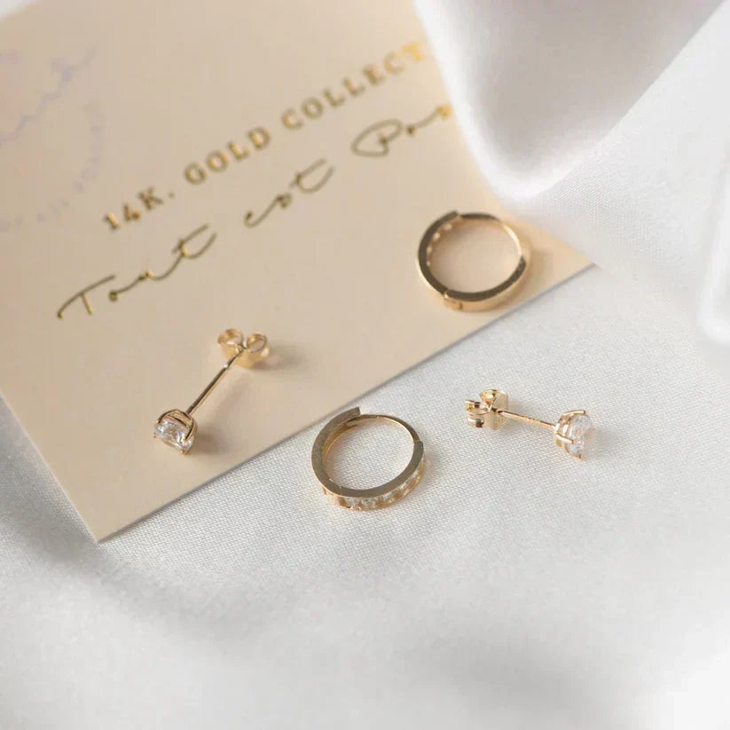 Earring Set “Dara” with Stones | Gold