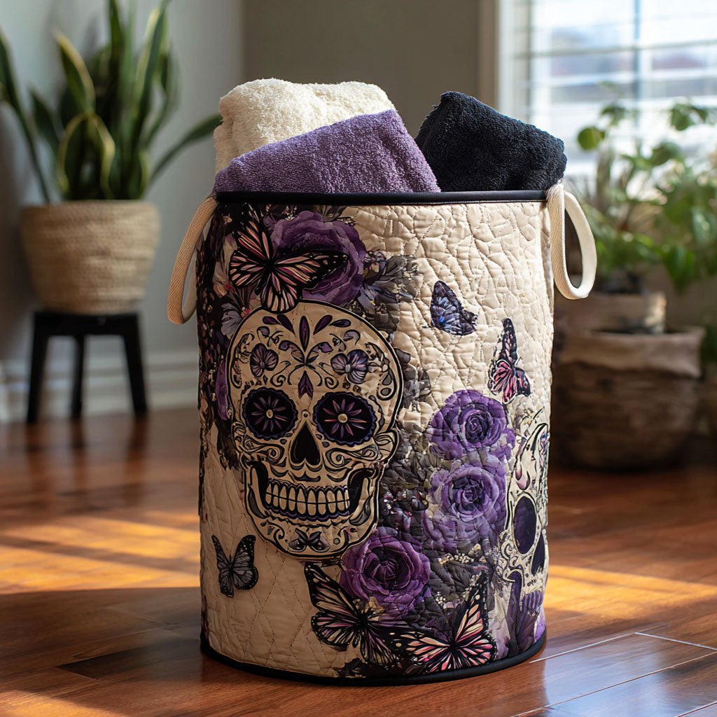 Quilted Laundry Basket with Decorative Bones