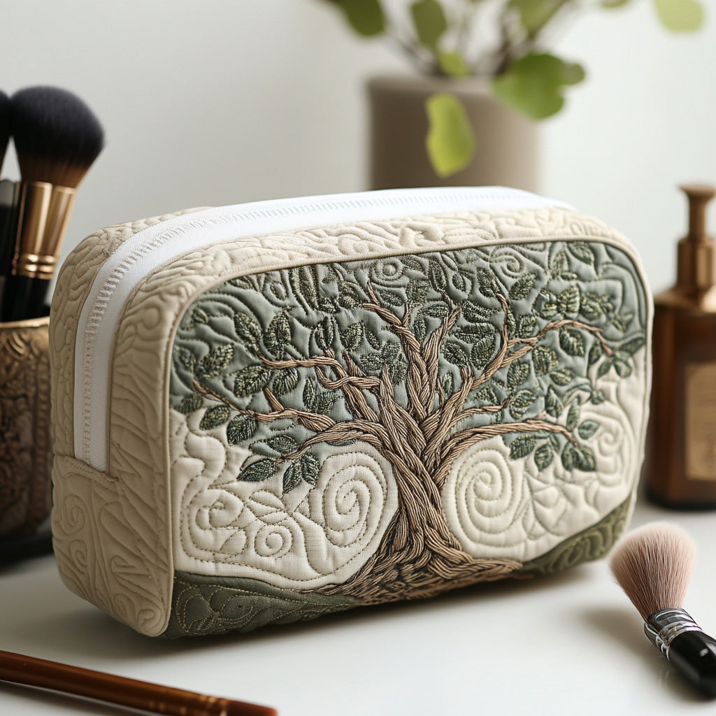 Quilted Makeup Bag with Roots of the Tree of Life