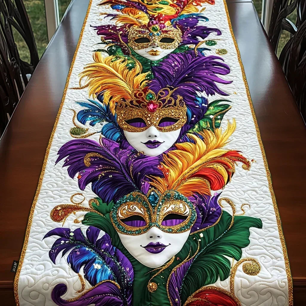 Padded Table Runner - Carnival Masks