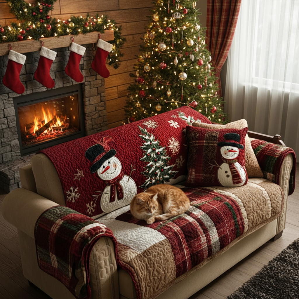 Quilted Sofa Cover – Padded Sofa Cover with Festive Night