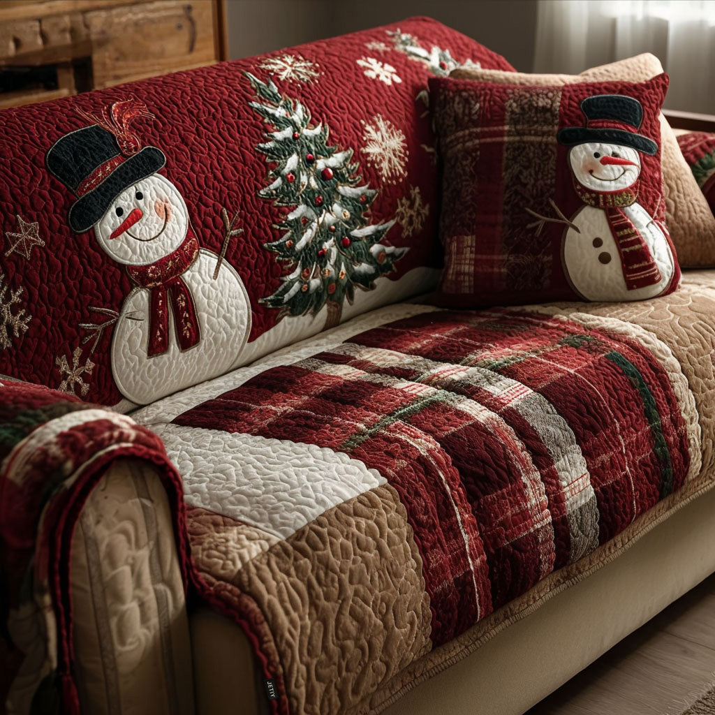 Quilted Sofa Cover with Christmas Design