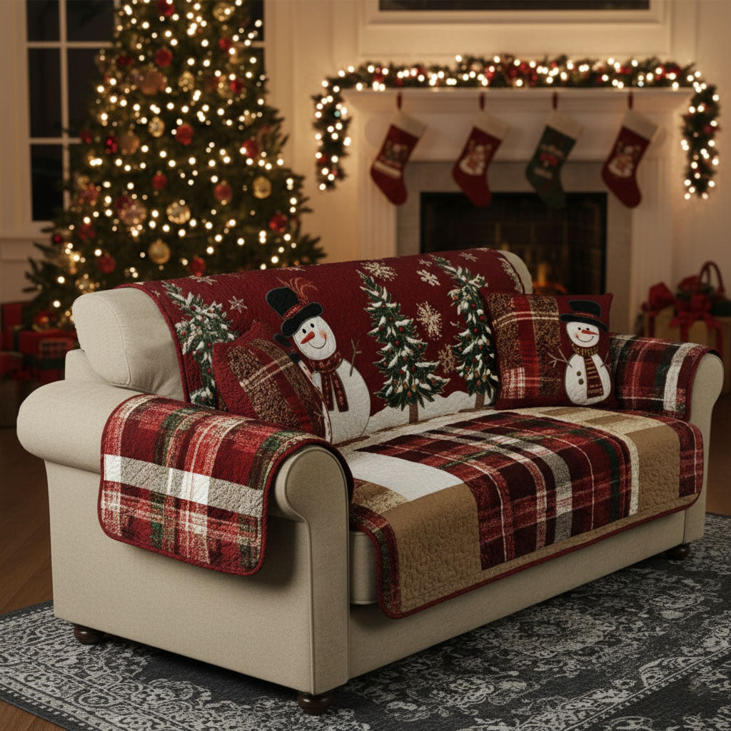 Quilted Sofa Cover – Padded Sofa Cover with Festive Night