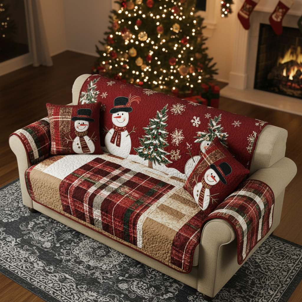 Quilted Sofa Cover – Padded Sofa Cover with Festive Night