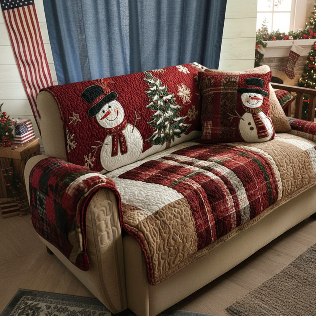 Quilted Sofa Cover – Padded Sofa Cover with Festive Night