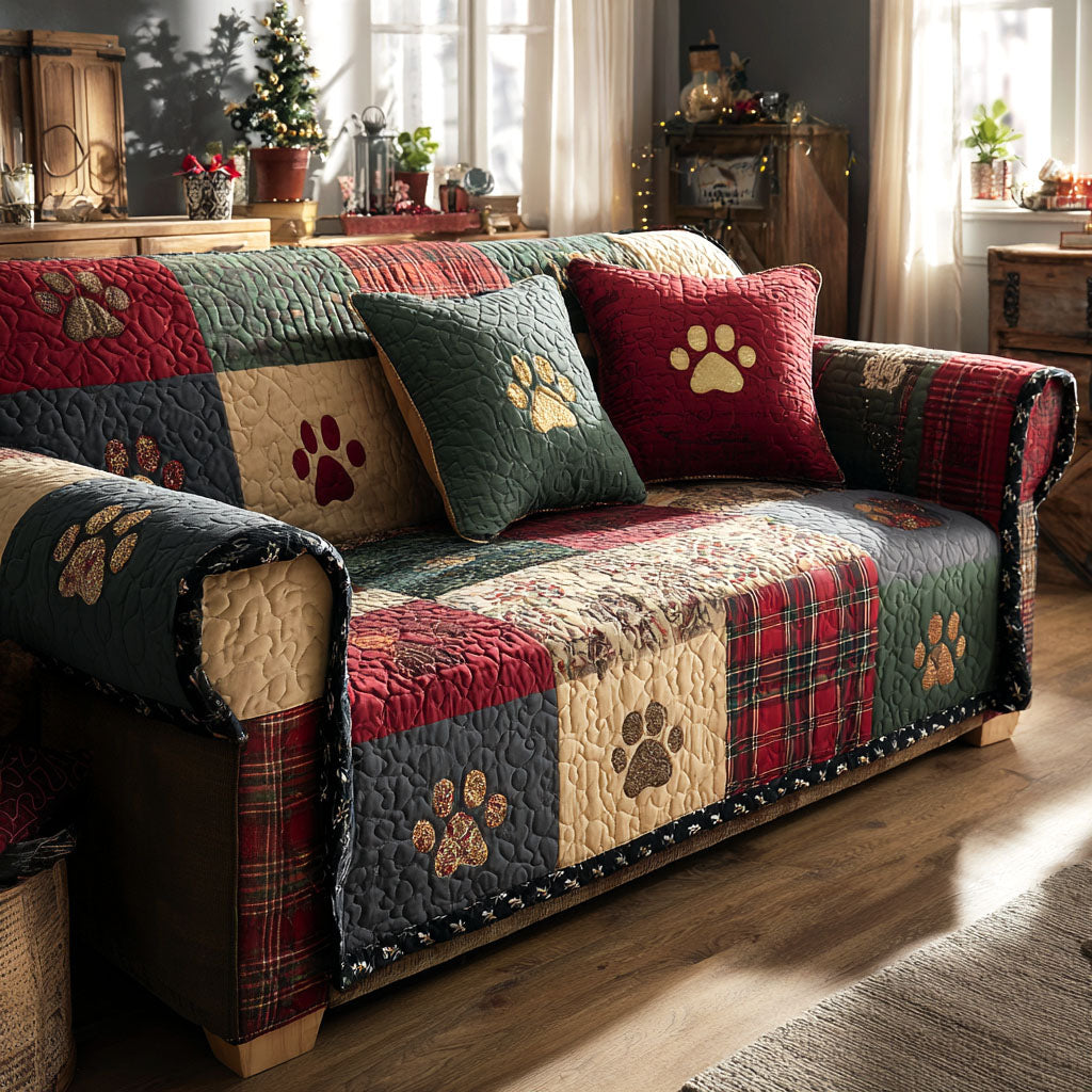 Quilted Sofa Cover with Christmas Pattern