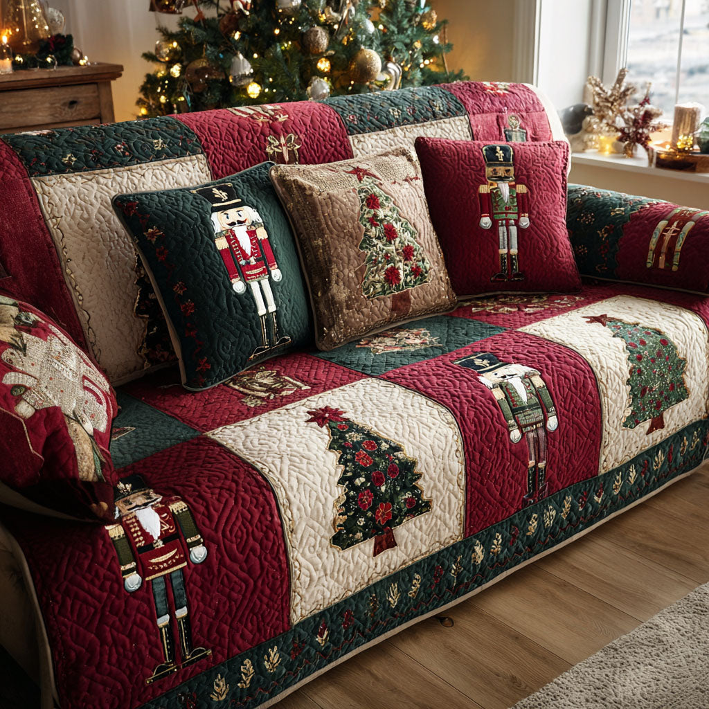 Quilted Sofa Cover with Christmas Pattern