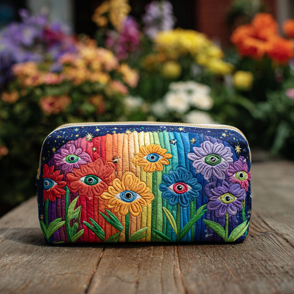 Quilted Makeup Bag with Retro Forest
