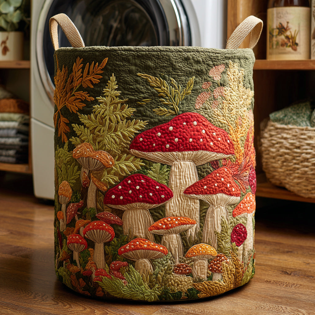 Embossed Quilted Laundry Basket with Nature Landscape