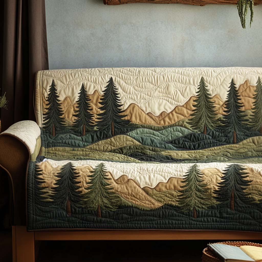 Quilted Sofa Cover – with Peaceful Forest Landscape