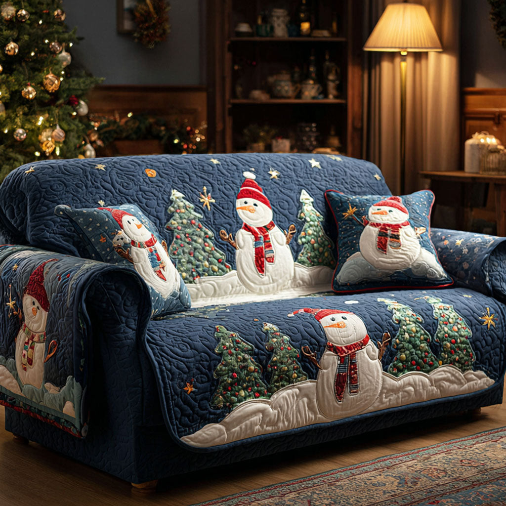 Quilted Sofa Cover with Winter Pattern