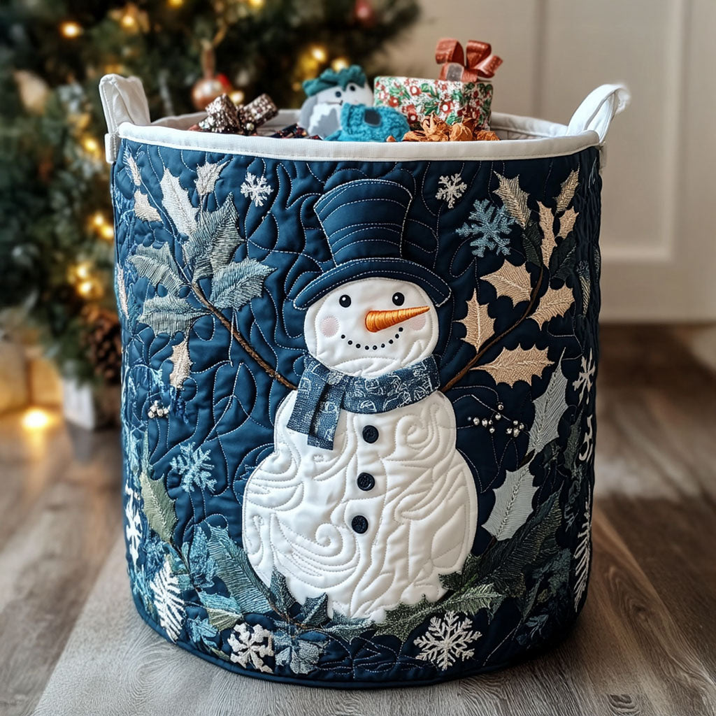 Quilted Laundry Basket with Christmas Pattern